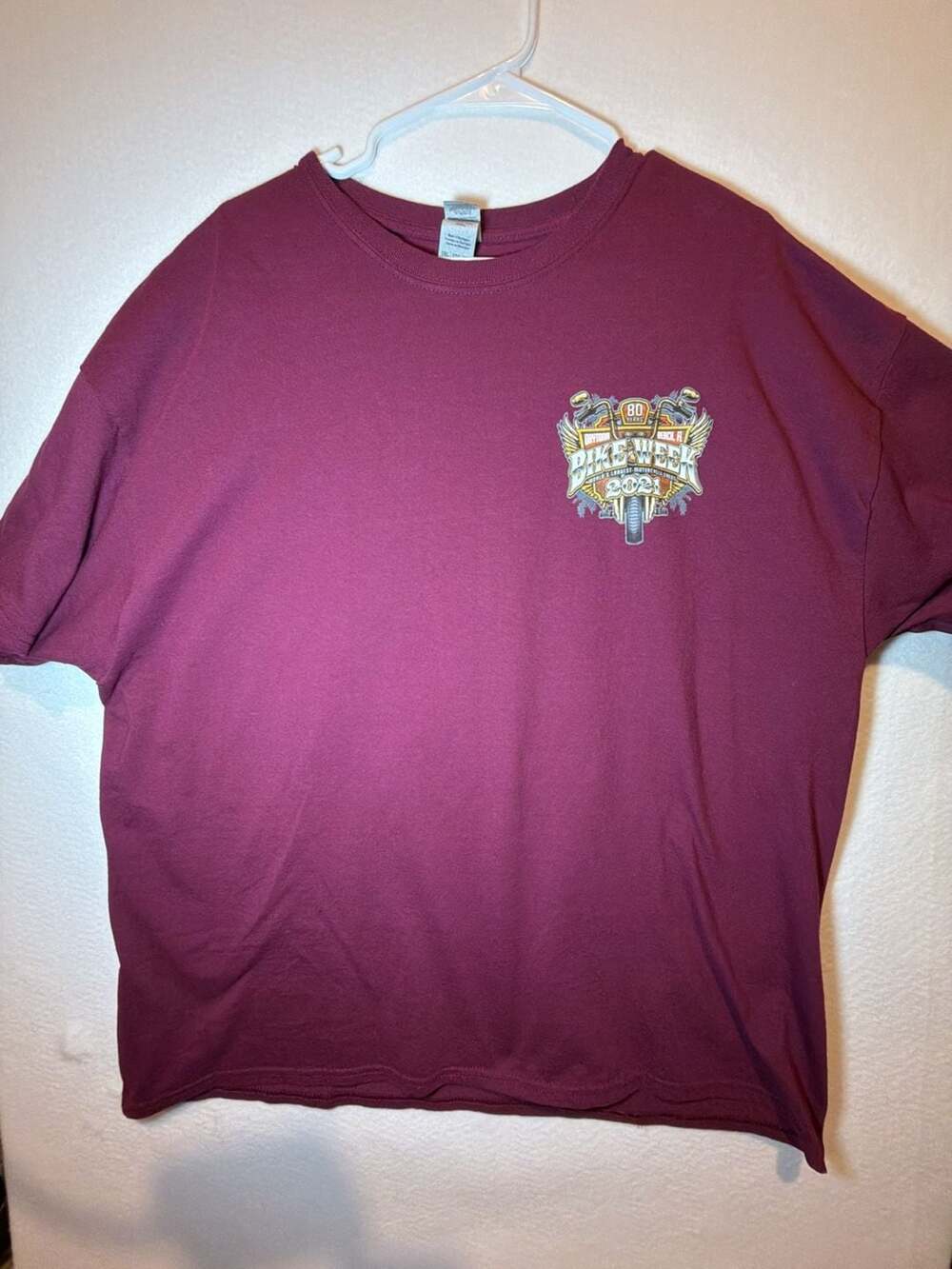 Daytona Beach Bike Week 2021 80 Years Burgundy T-Shirt 2XL